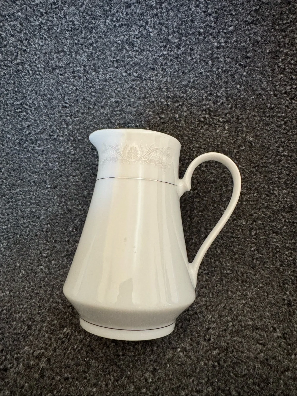 Crown Ming Fine China White Silver Trim Creamer Pitcher Vintage